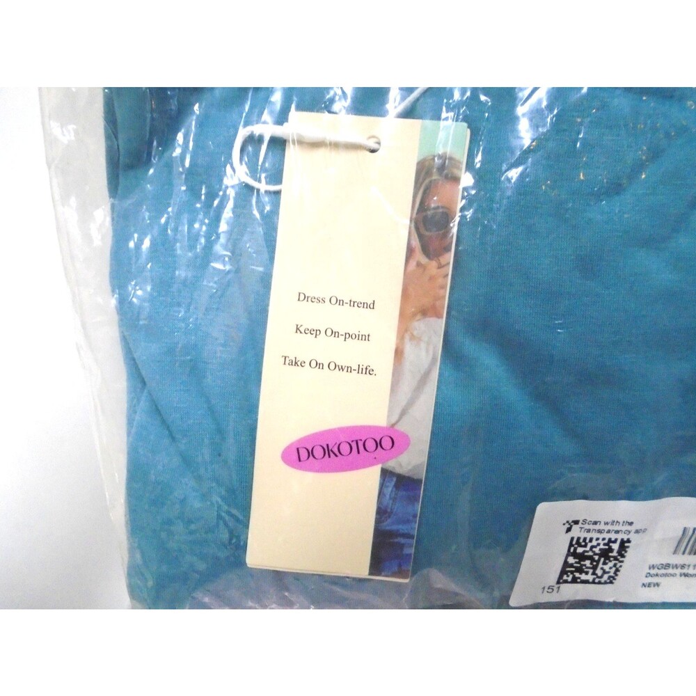 DOKOTOO Womens A-Line Cocktail Dress Blue size XL Midi Short Sleeve - Picture 5 of 6